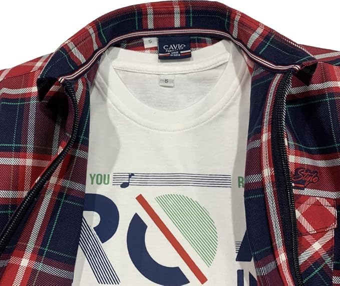 CAVIO Boys Checkered Casual Dark Blue Regular Fit Shirt with Graphic Tee | Pack of 1 - Image 5